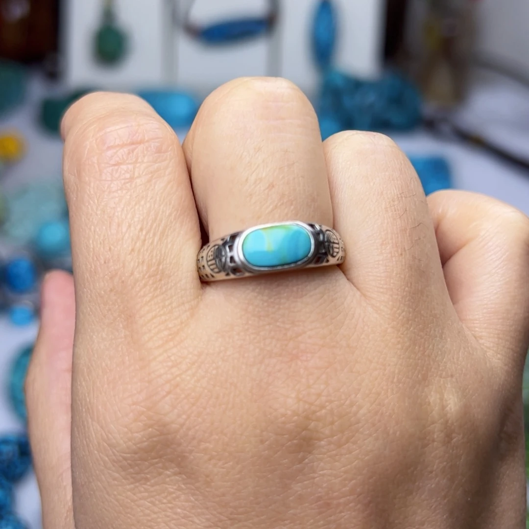 绿松石珠宝奇石银S925镶嵌