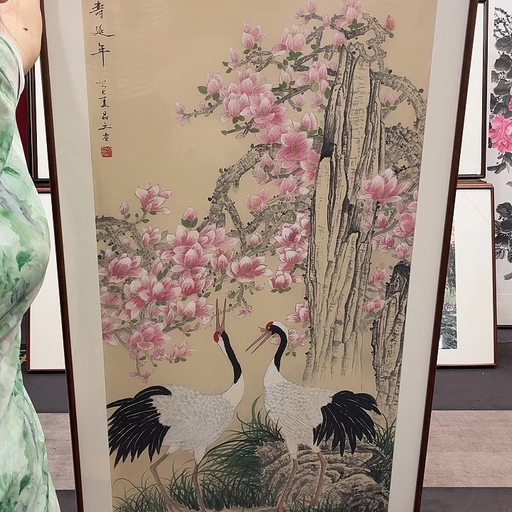 国画手绘带框作品
