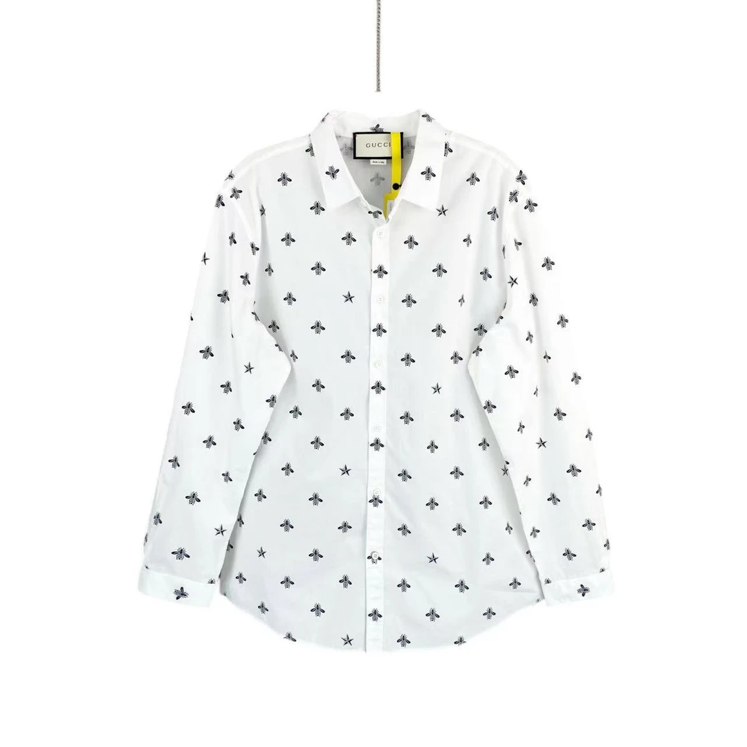 99新 GUCCI/古驰  bb2319 棉 满印小蜜蜂长袖衬衫 42码