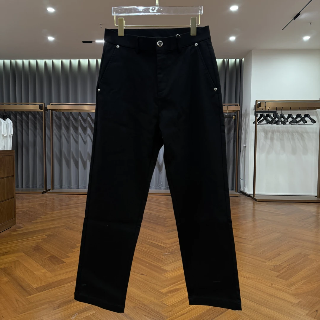 白金扣四季黑色不掉色微宽松老板必备牛仔裤中腰直筒百搭商务干净