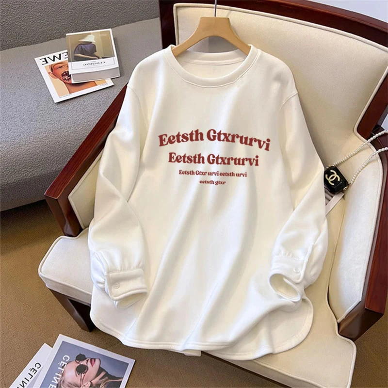 2025新款复古洋气加绒打底衫女设计内搭宽松加厚白色内搭爆款洋气