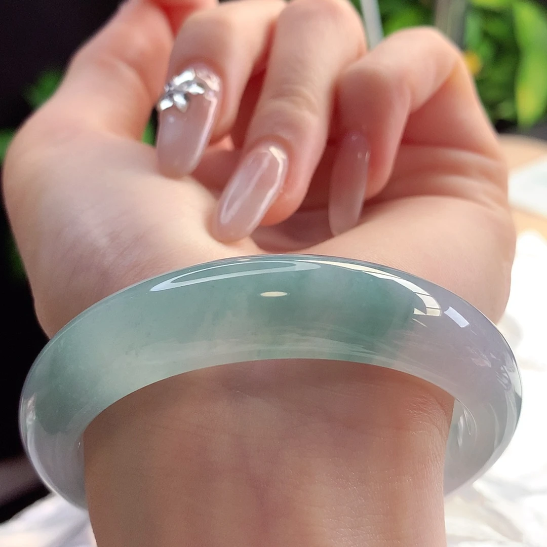 未镶嵌手镯翡翠天然A货翡翠55-56行云流水 目如瀑布13号