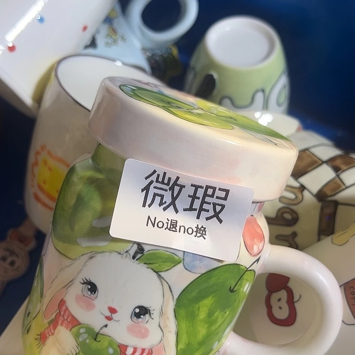 陶摆件不退不换卡通手绘