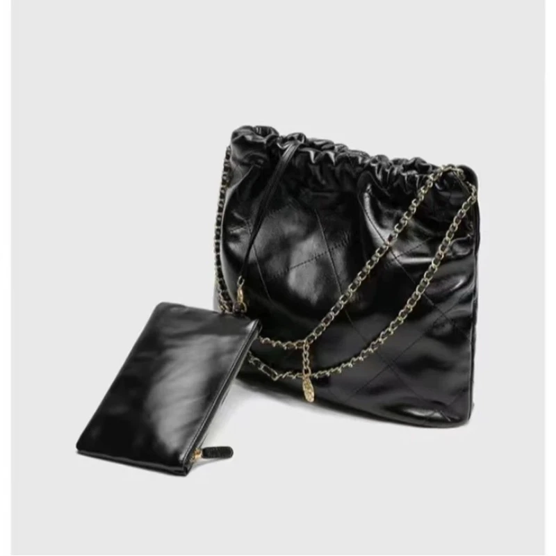 2025菱格小香风链条单肩女包购物垃圾包通勤大容量包020