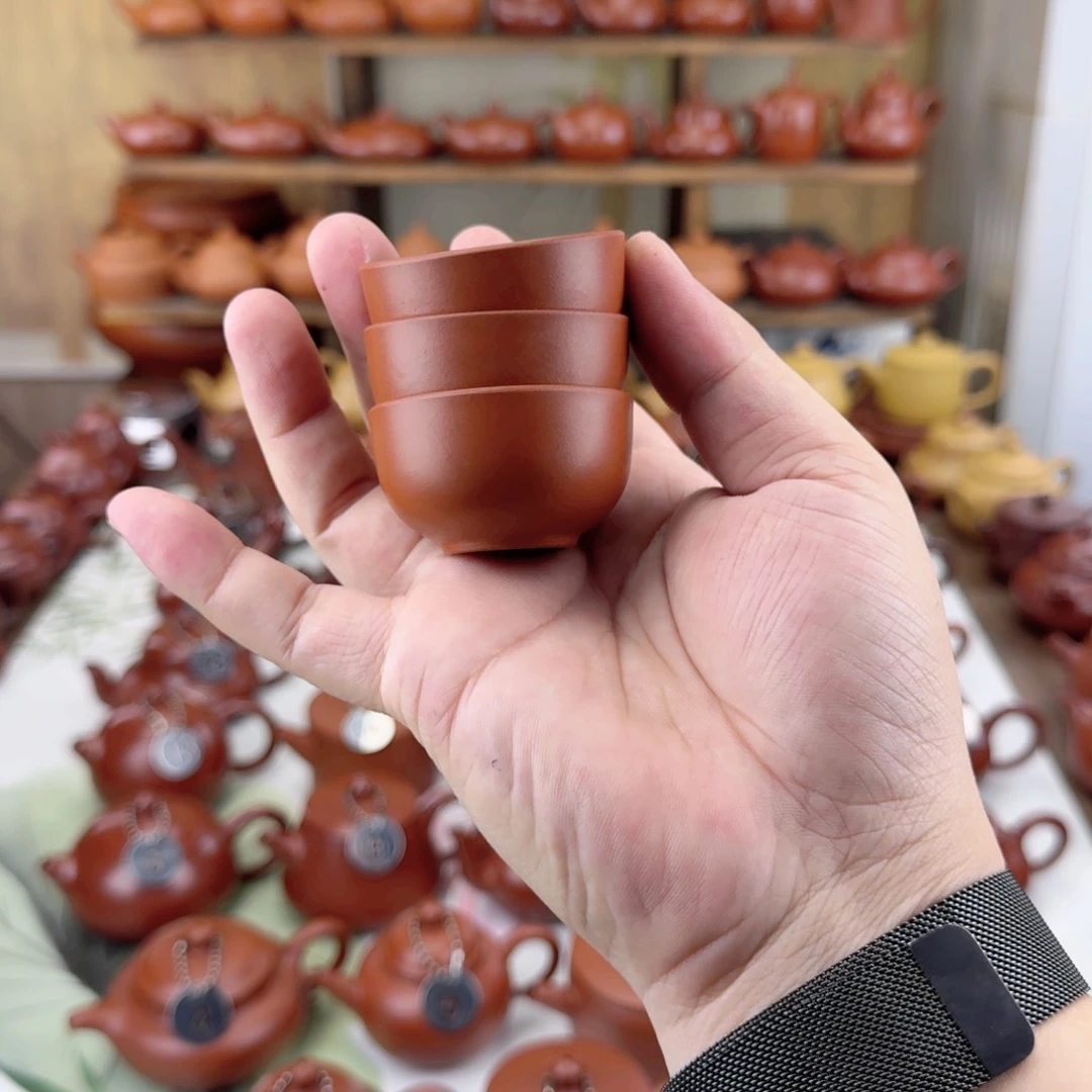今****茶壶紫砂朱泥小杯3个