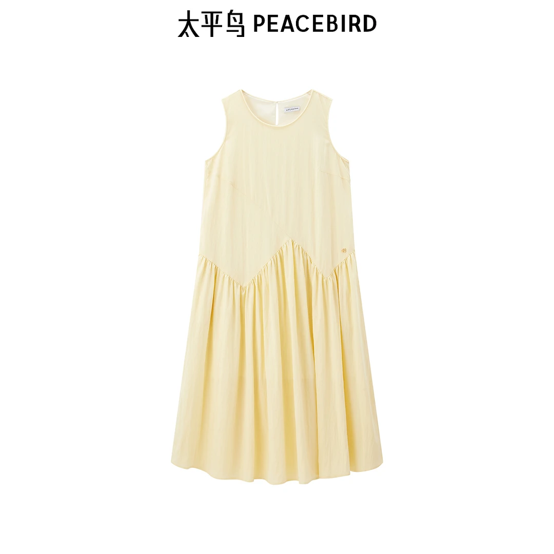S【商场同款】太平鸟女装2025年夏季新款无袖阔摆连衣裙A1FAF2752
