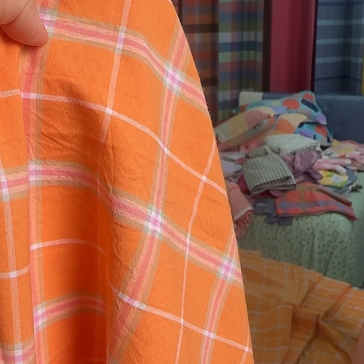 逆****棉水洗棉新绿灰小格3米下料做床单