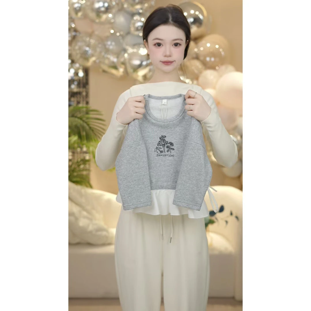 女童蕾丝帽卫衣花边春装