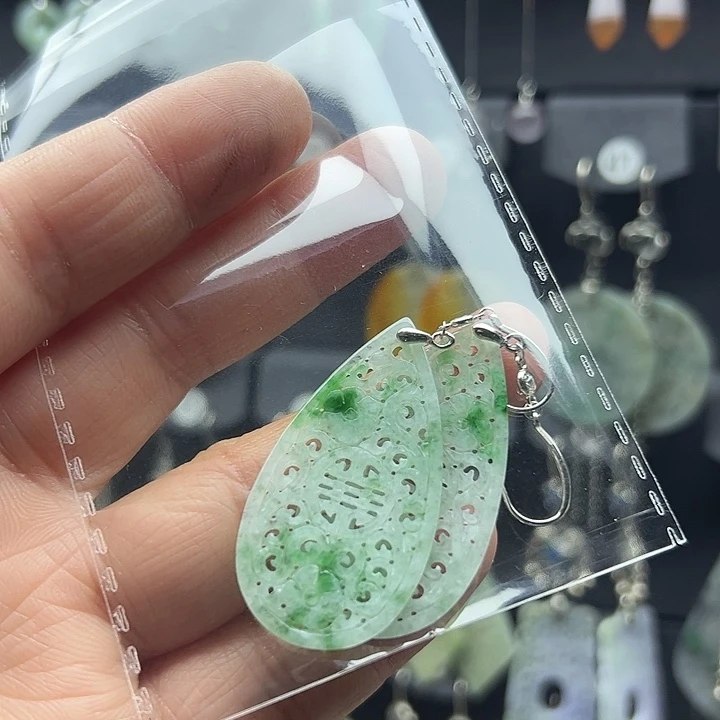 翡翠耳饰银S925镶嵌ʙ****