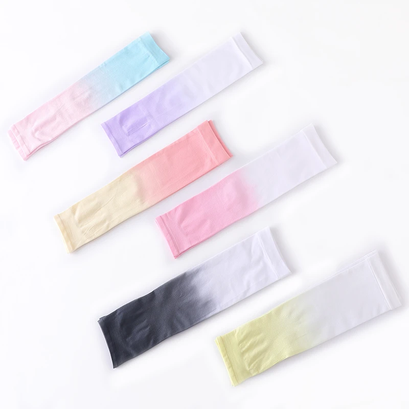 春夏高颜值女士冰丝防晒套袖弹力透气亲肤凉感柔滑护胳膊套指冰袖