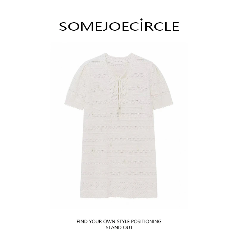 SOMEJOECIRCLE【小d原厂】连衣裙系带蝴蝶结设计白色裙子女Z6751
