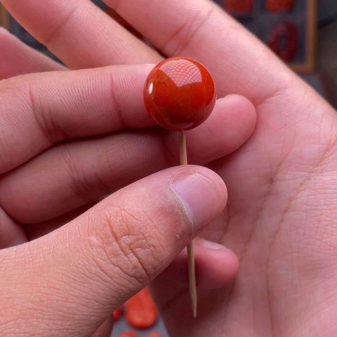 南红玛瑙未镶嵌配饰卡16mm瓦西精工火焰纹单珠