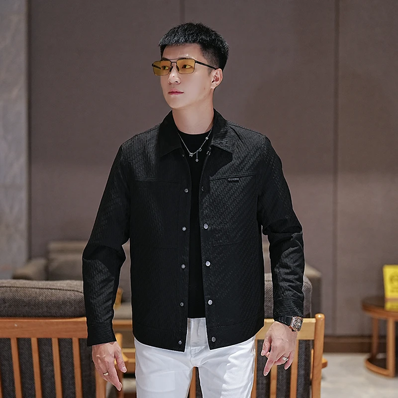 【I.TEX】 秋季新款男士纯色翻领行政夹克时尚休闲百搭高级轻奢外套