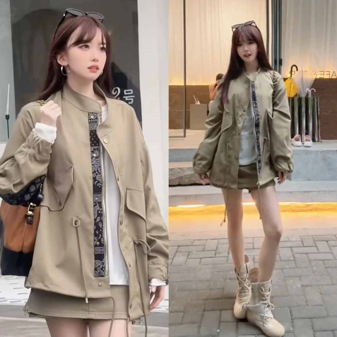 2025秋季小个子高级感立领风衣短外套女装巨好看时尚休闲夹克上衣