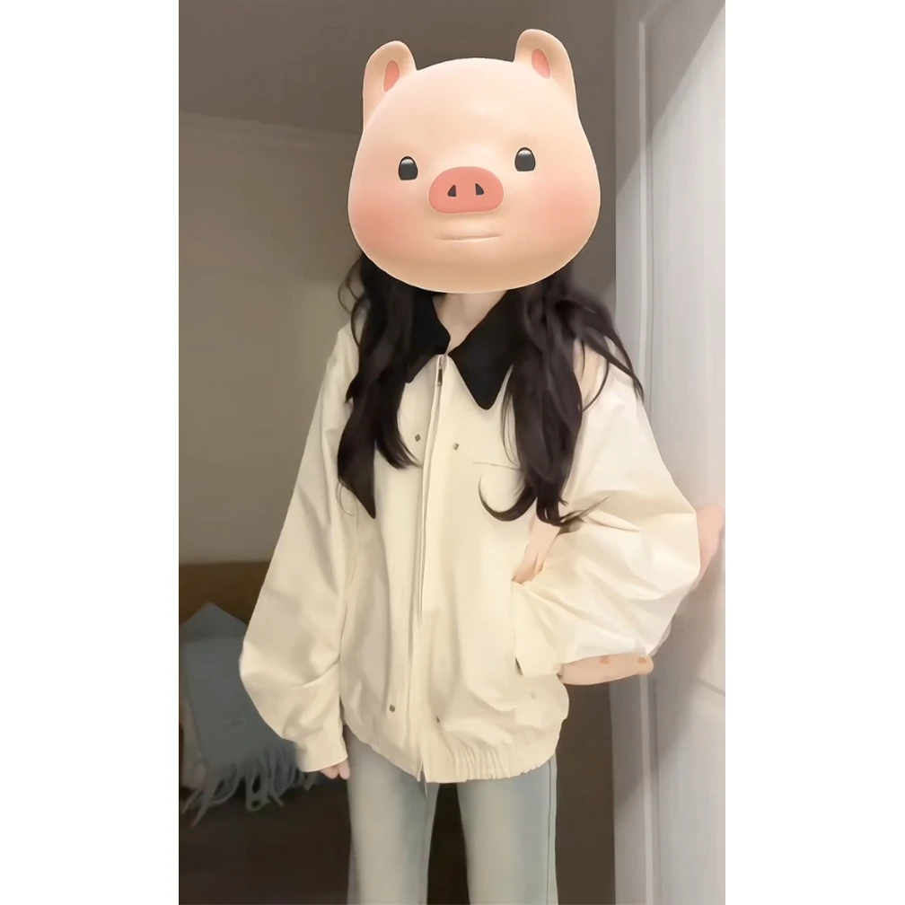 复古时尚工装设计感外套女2025秋季新款宽松翻领休闲甜酷夹克上衣