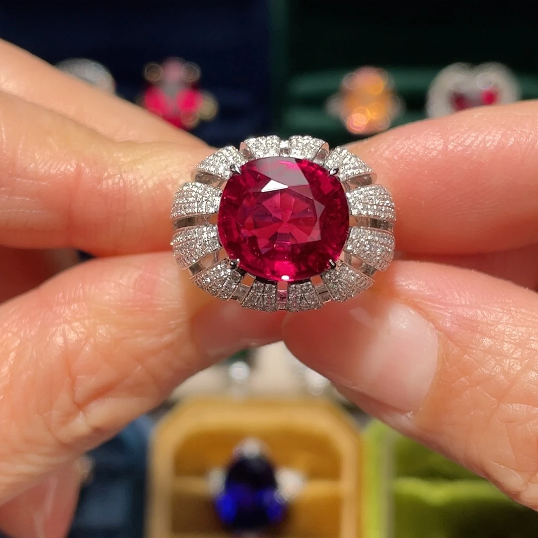 碧玺18K金镶嵌戒指6.3ct