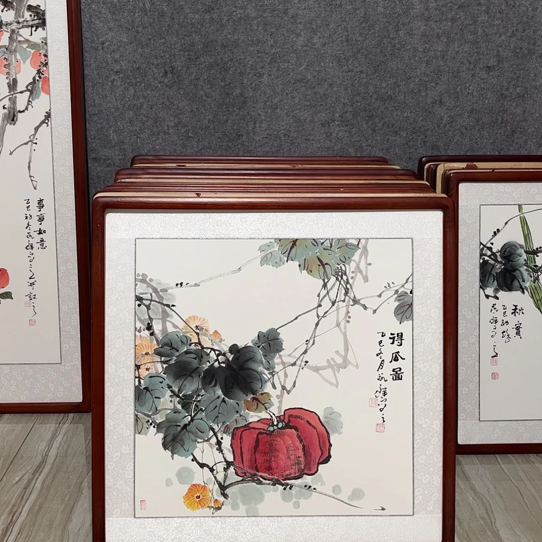 国画书画作品带框63×63