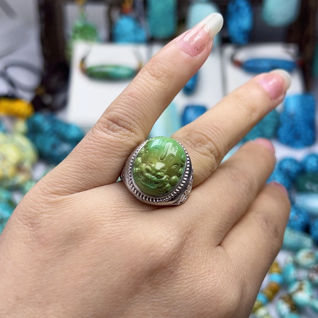 绿松石珠宝奇石银S925镶嵌