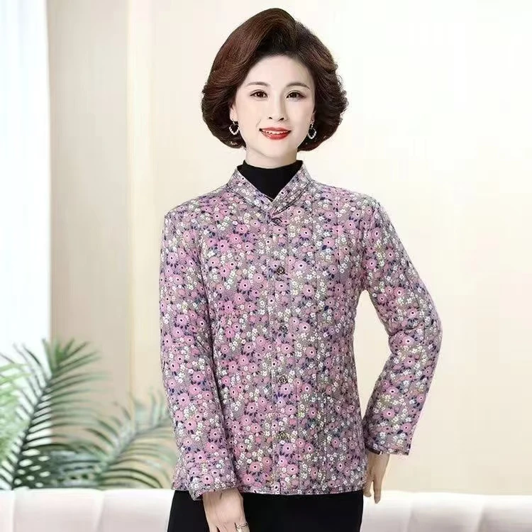 女士保暖加厚加护复古花棉袄