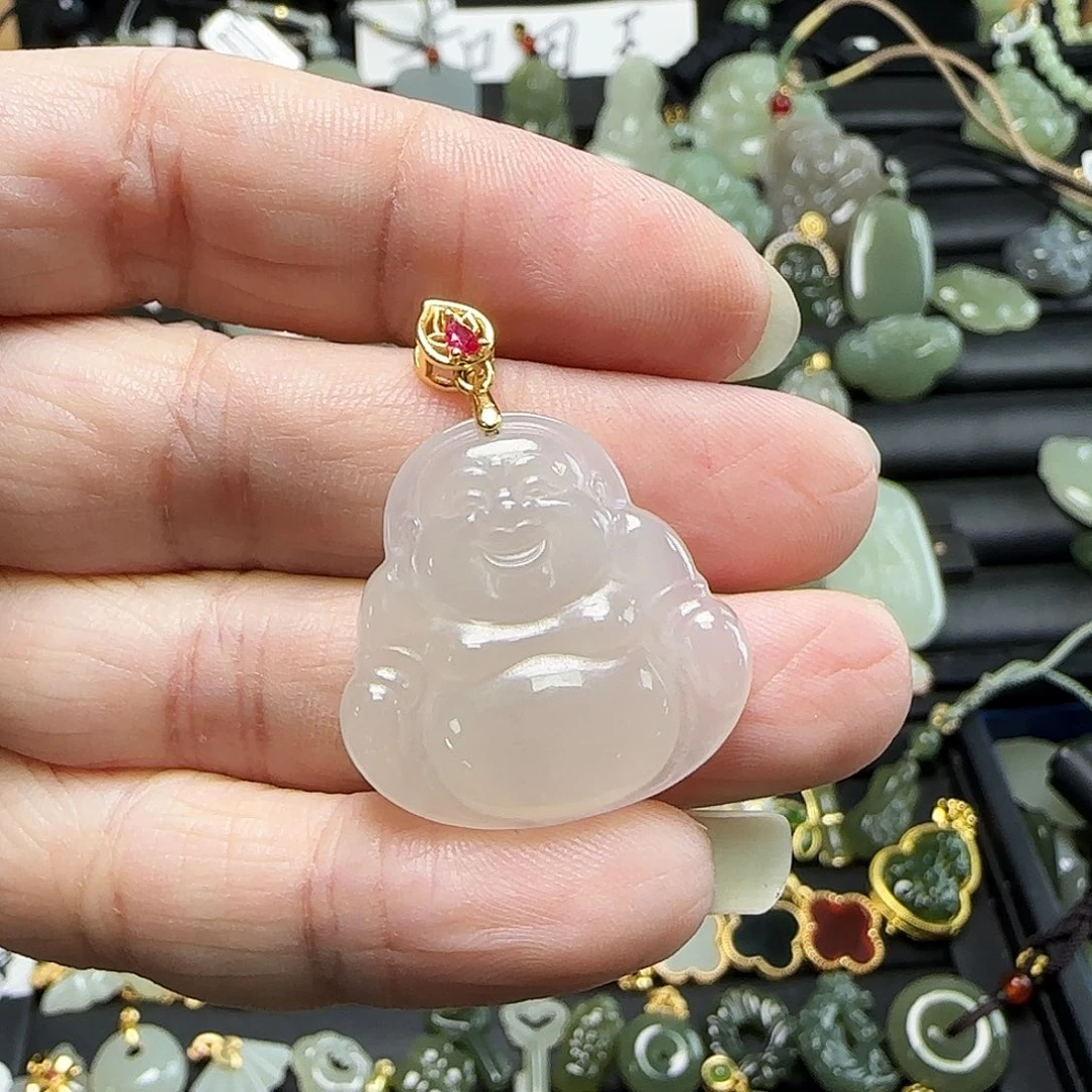吊坠(不含链)银S925镶嵌和田玉英