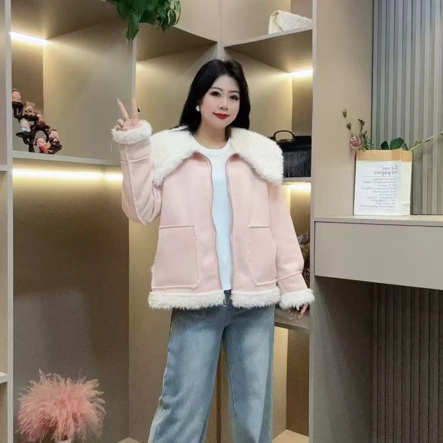 冬季毛毛外套-甜 5194时尚保暖百搭休闲款设计胖MM大码女装新款