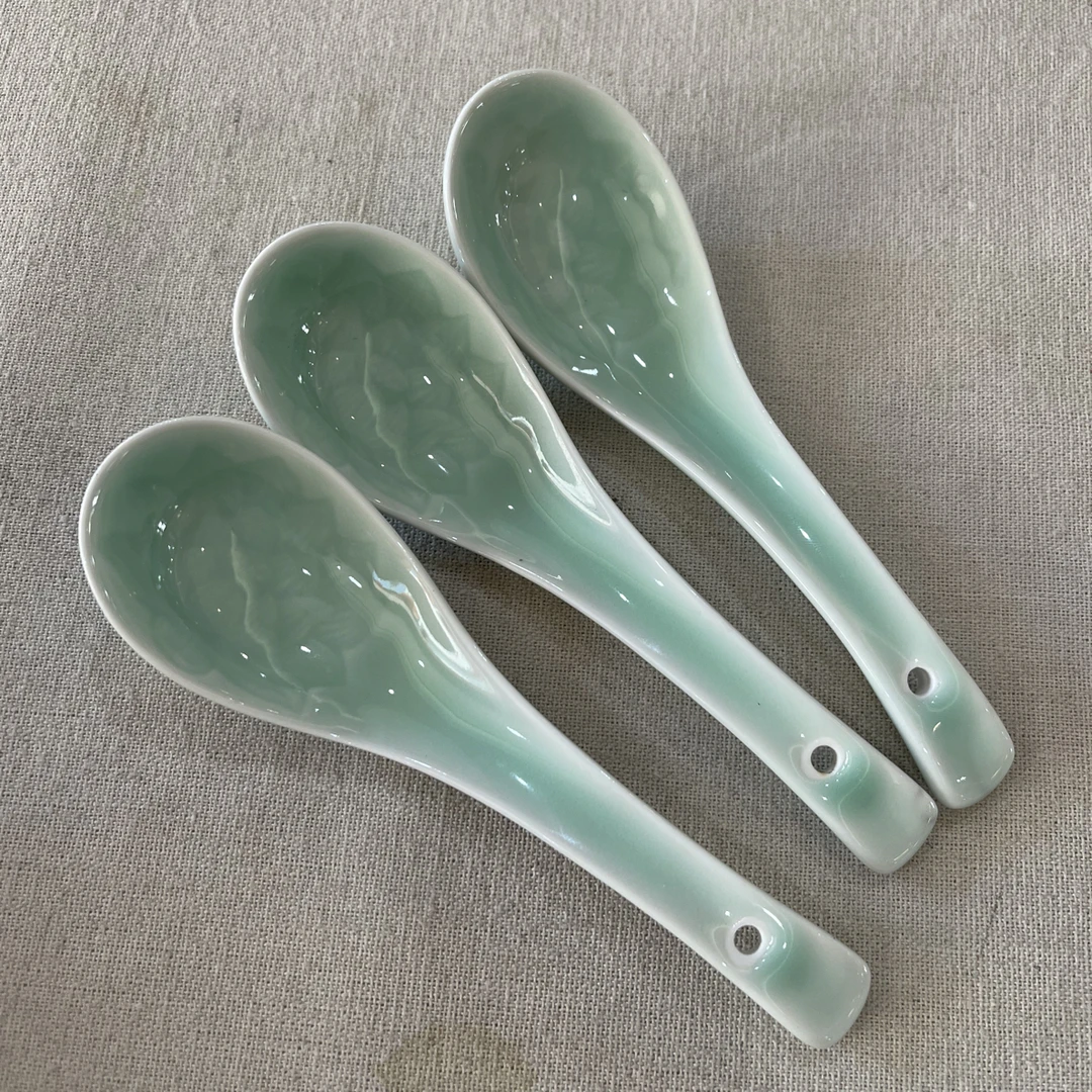 【喜物专属】瓯江 莲花小汤勺 3个一组 梅子青