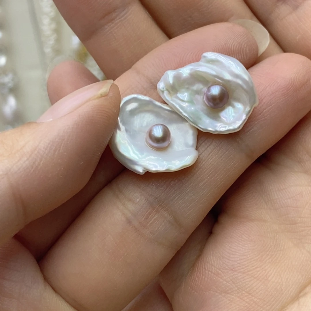 银S925镶嵌淡水珍珠耳饰