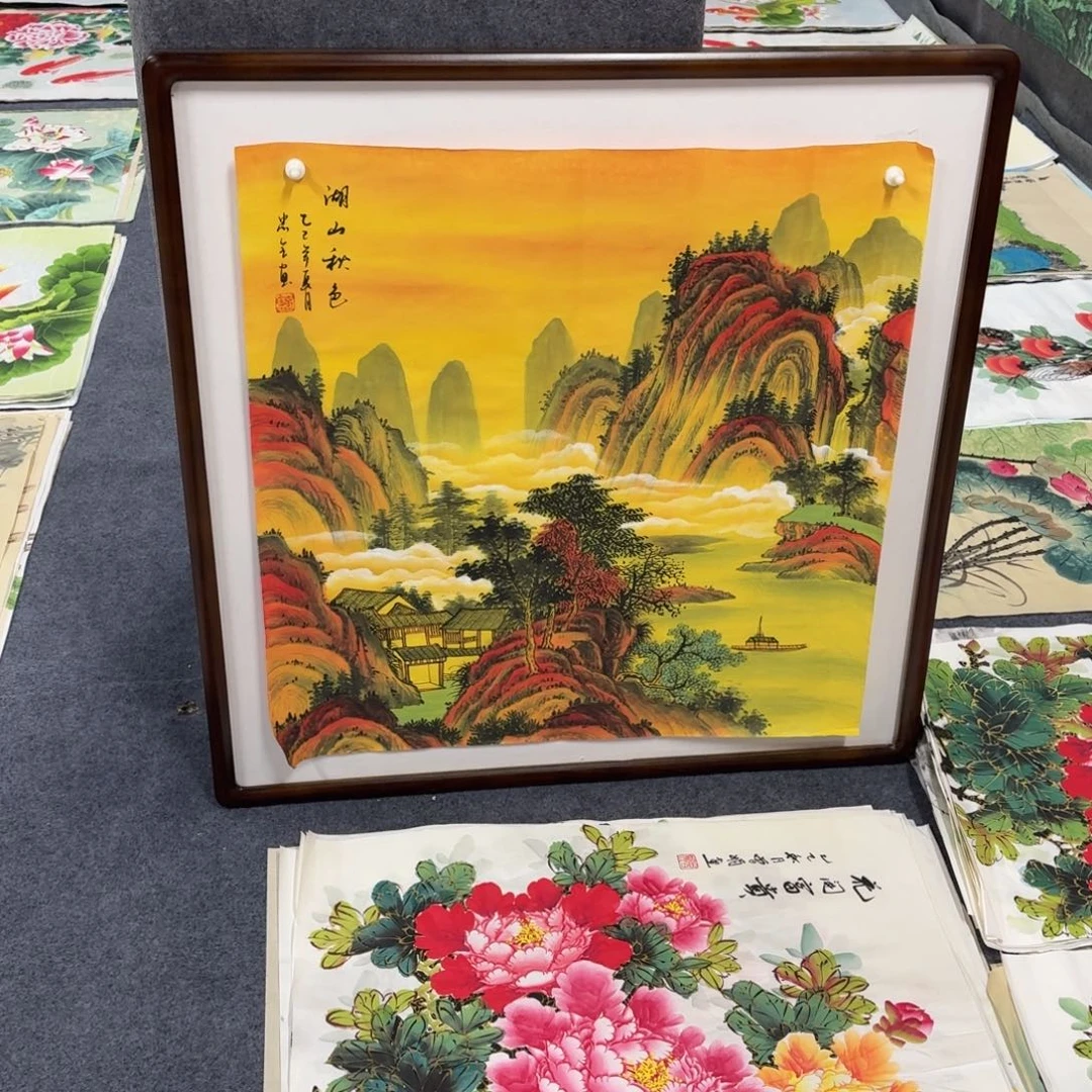 国画68×68精品斗方山水不带画框