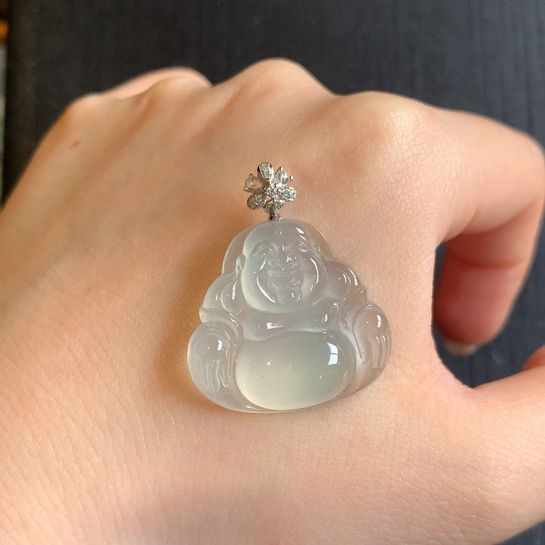 翡翠颈饰18K金镶嵌天然翡翠