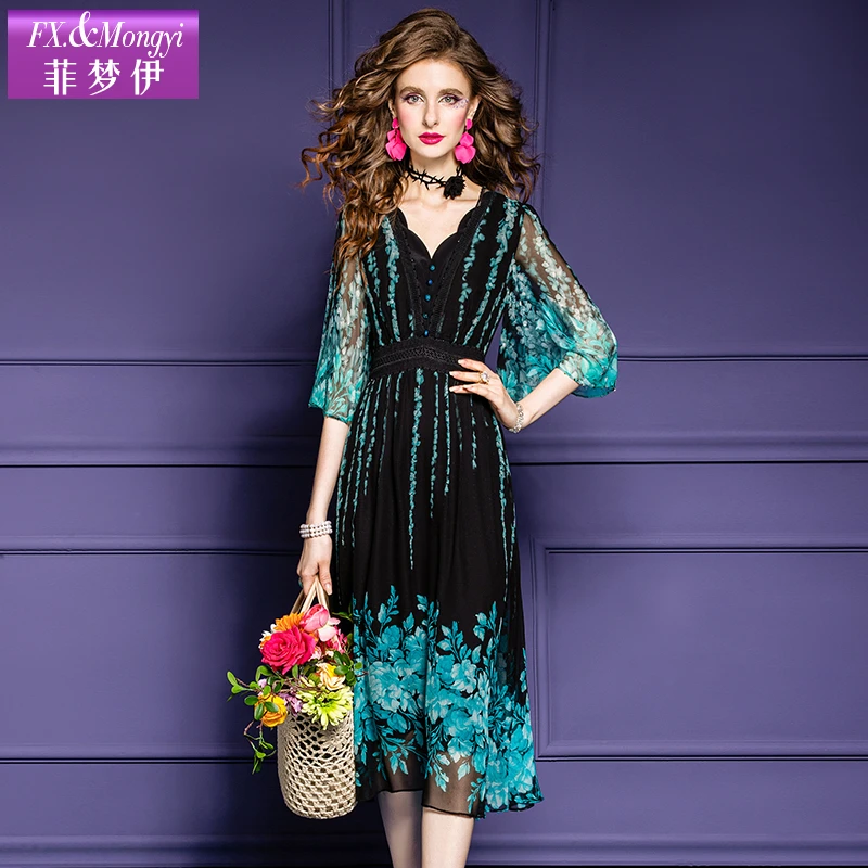 菲梦伊新款100桑蚕丝时尚连衣裙56213