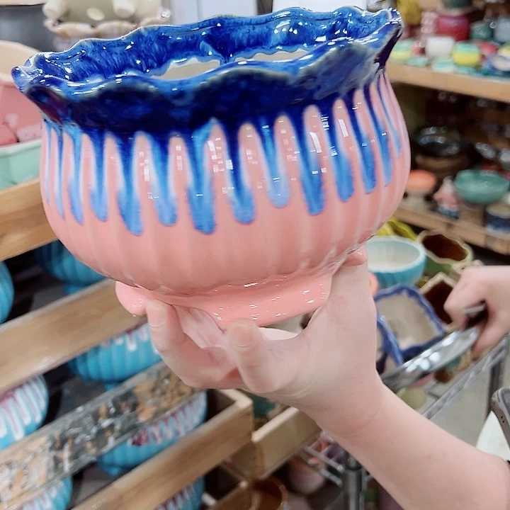 有孔，凑单福利满10元发货陶瓷多肉花盆！