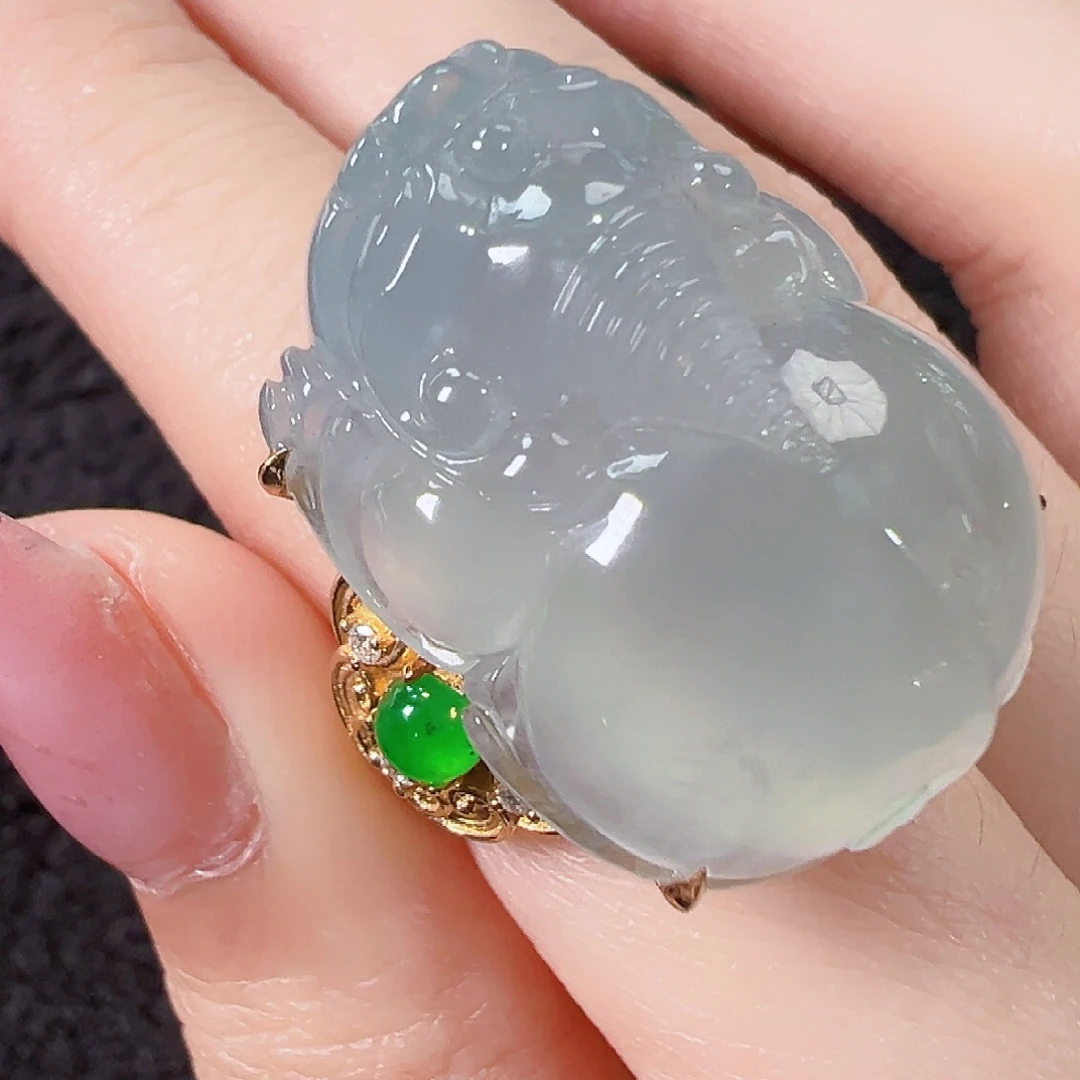 翡翠戒指18K金镶嵌签收后24小时鉴赏期