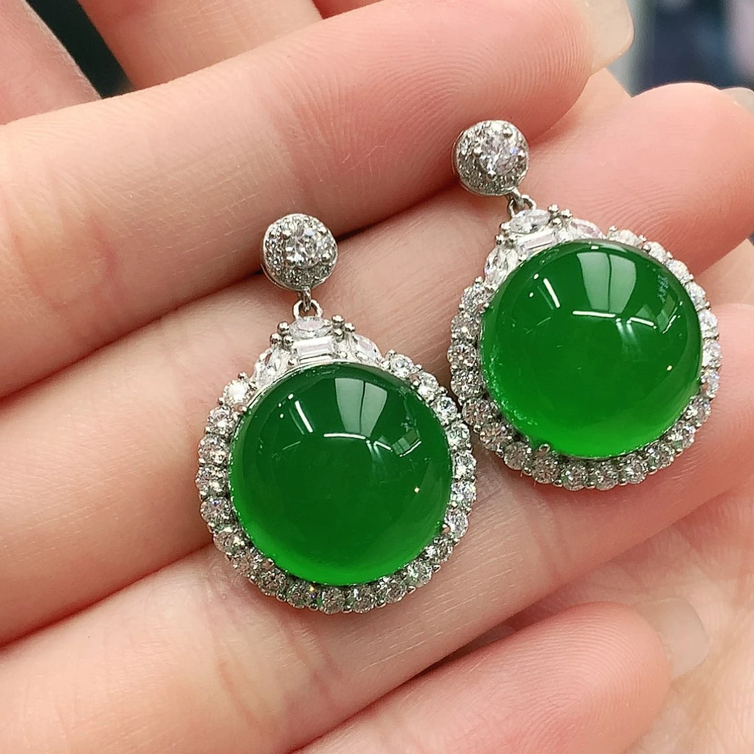 银S925镶嵌耳坠玛瑙/玉髓