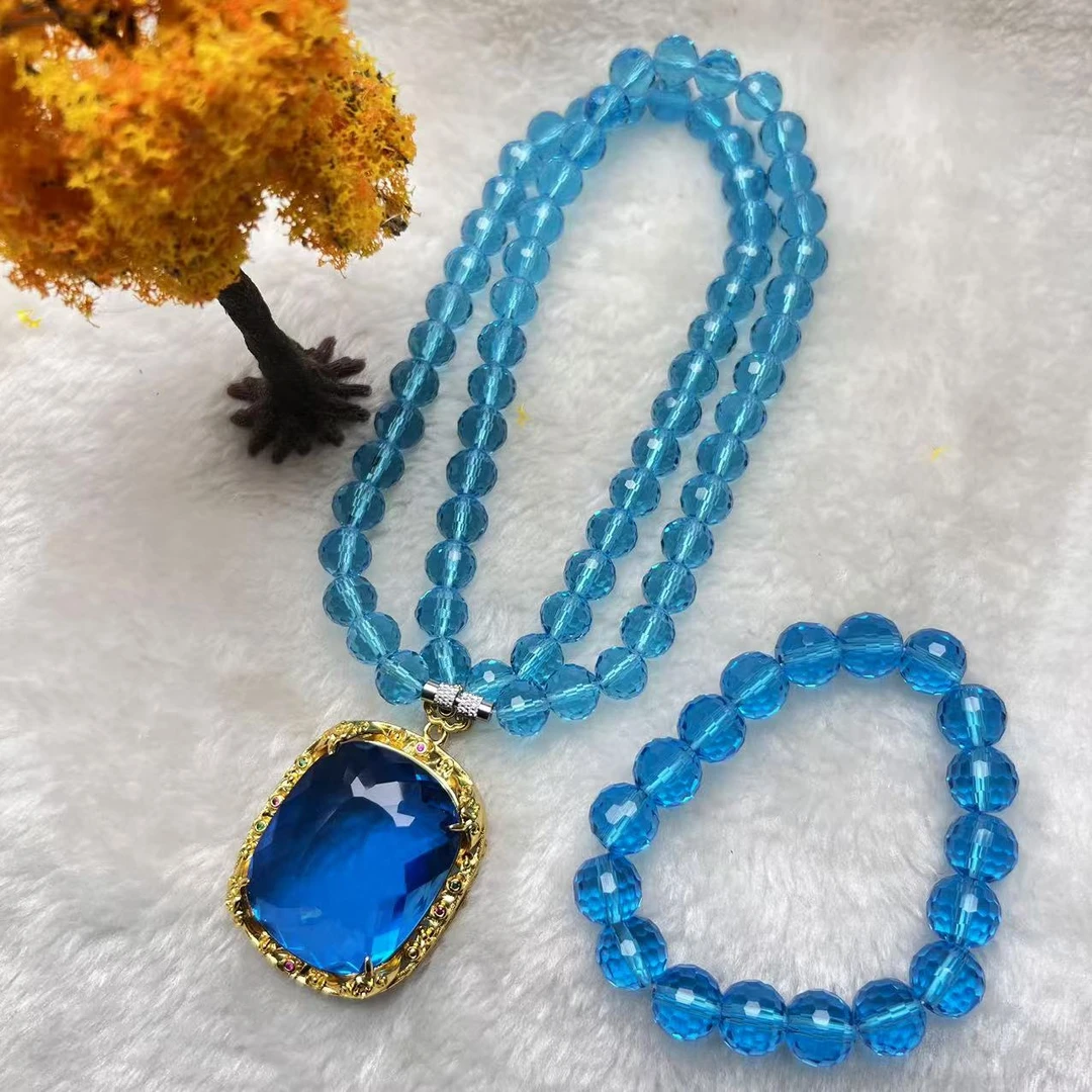 蓝方形高端项链+手串美观大气美轮美奂尽显魅力