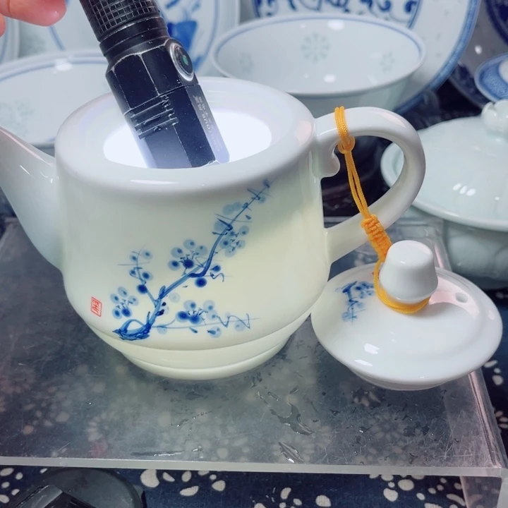 青花玲珑手绘梅花480容量小壶
