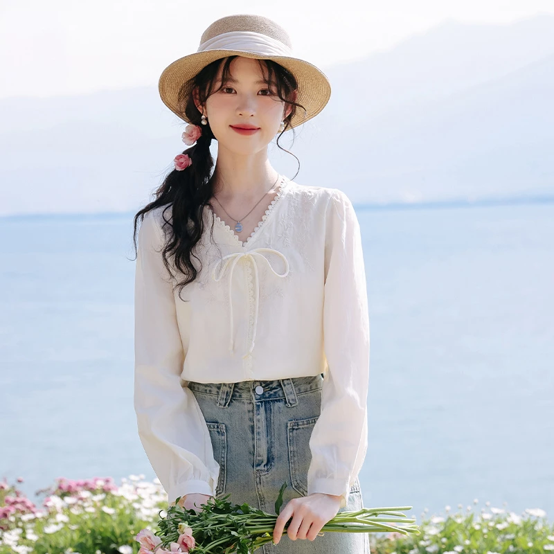 法式别致漂亮小衫女2024春季新款设计感小众上衣气质长袖衬衫