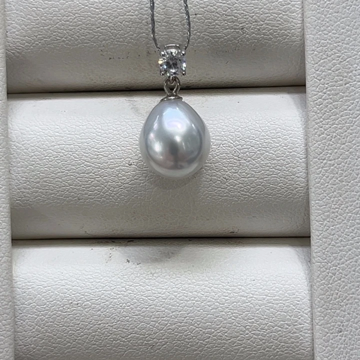 海水珍珠银S925镶嵌颈饰澳白9-10mm 72号