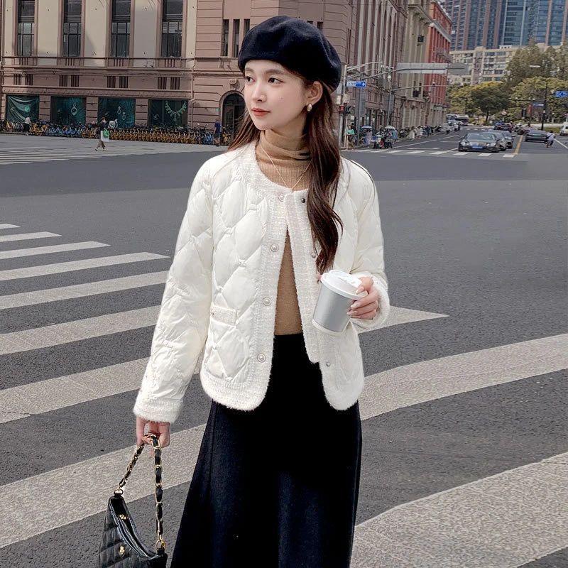 DUCURNO白色小香风轻薄羽绒服女冬季2025新款小个子短款高端时尚