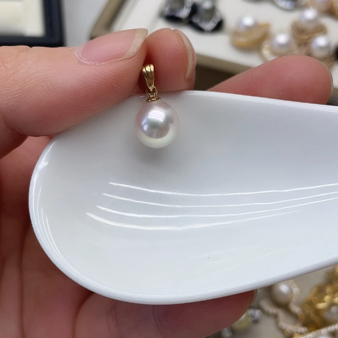 海水珍珠18K金镶嵌吊坠(不含链)