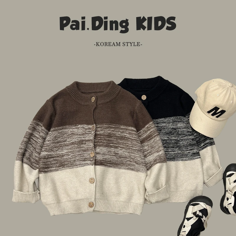 春秋装儿童休闲宽松渐变针织毛衣开衫HCXZ3431-CCCC