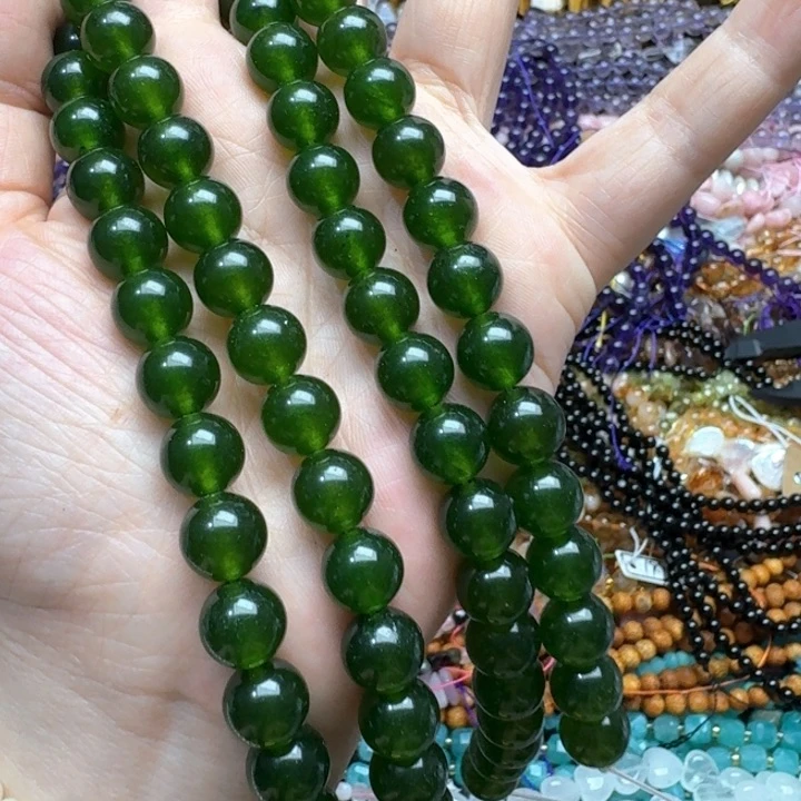 合金玛瑙/玉髓珠宝半成品一条10m碧玉隔珠