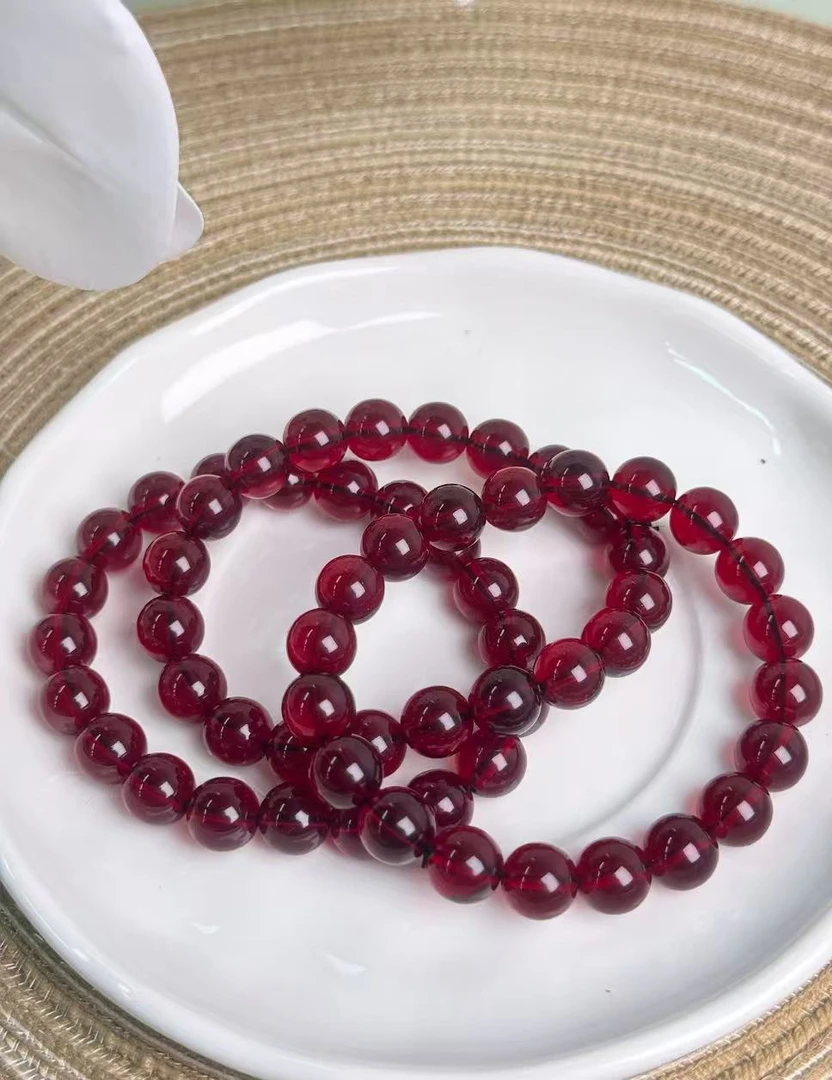 缅甸酒红色奇石单圈B02