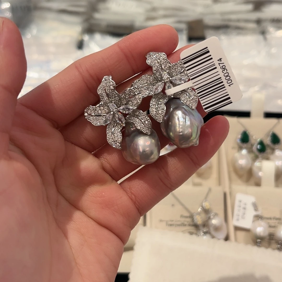 淡水珍珠耳饰合金