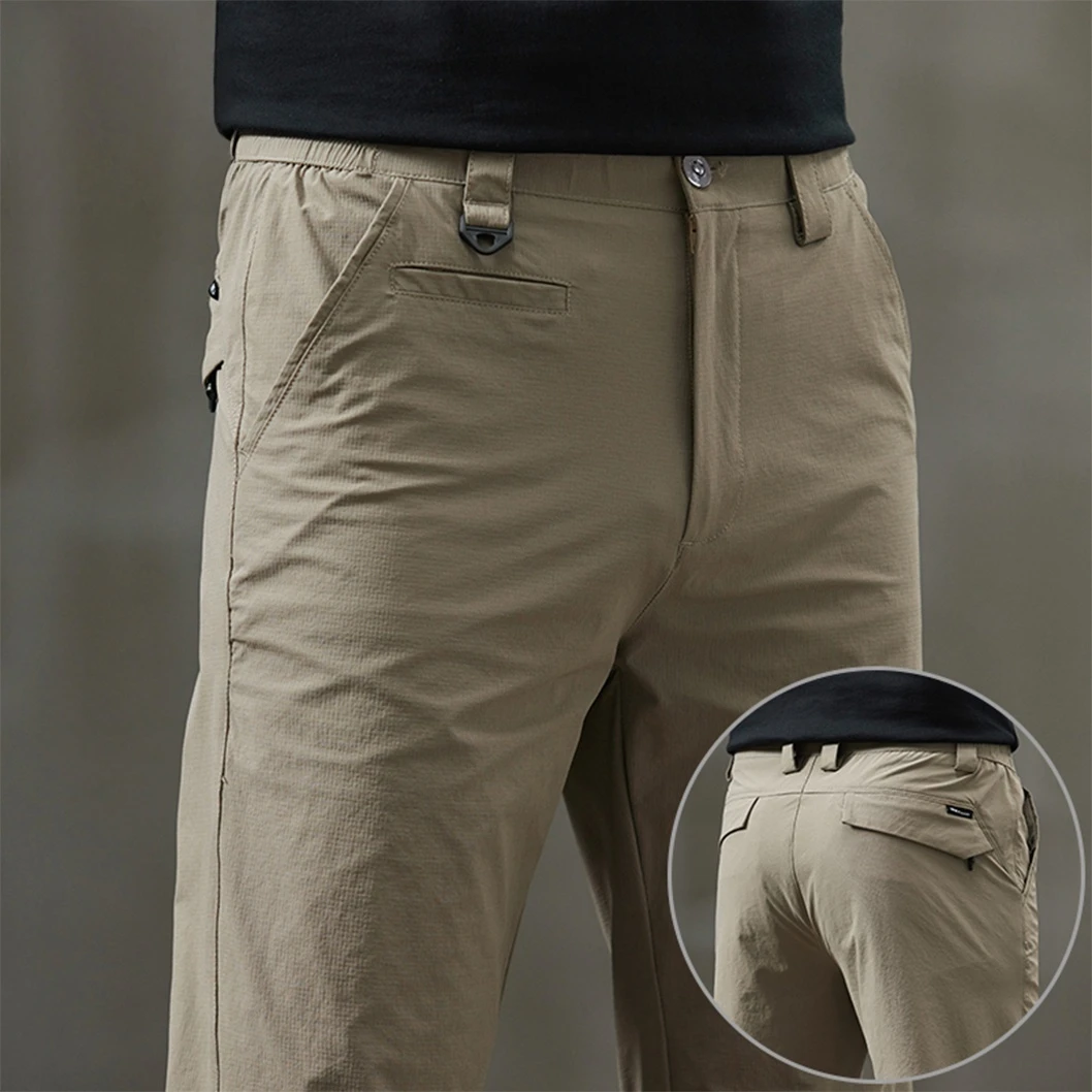 冰丝裤男夏季薄款男士休闲裤直筒修身商务男装速干弹力休闲裤子