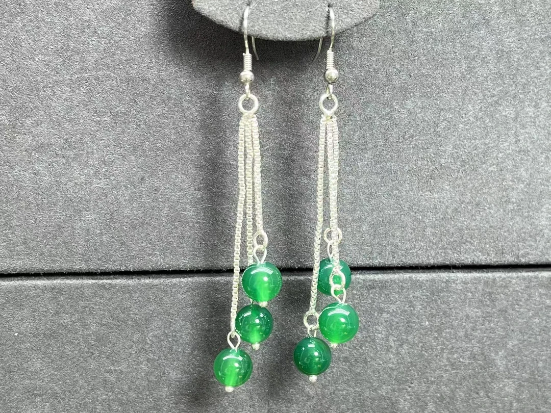 铜合金珐琅耳饰 合金珐琅 绿色流苏耳饰 经典复古时尚女必备050