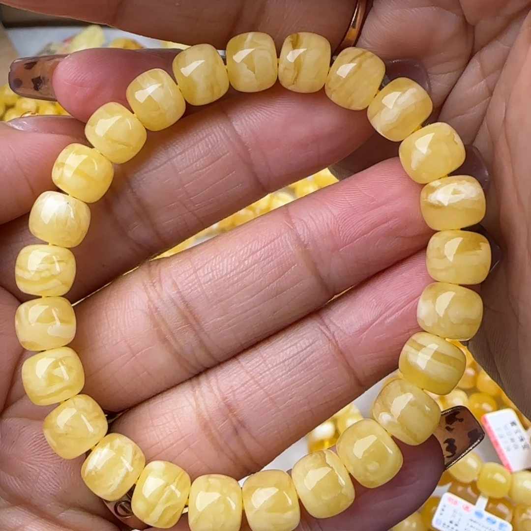 蜜蜡手链未镶嵌虎皮妖花老型手串