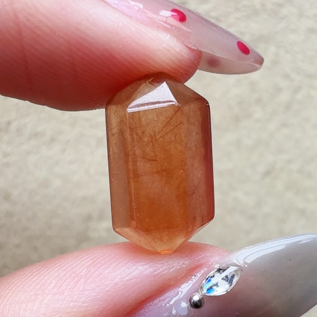 水晶未镶嵌珠宝半成品兔毛双尖