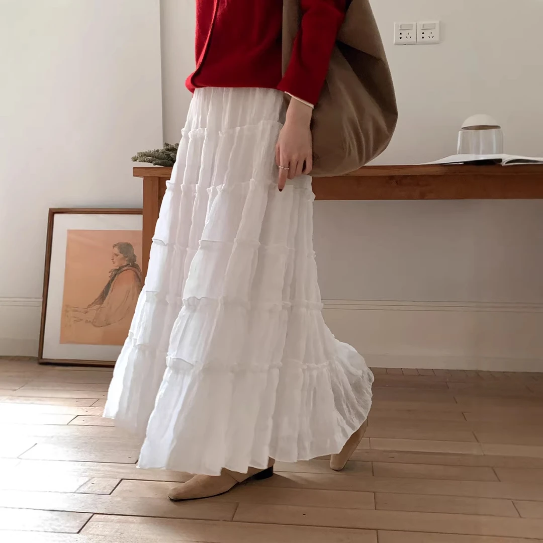 芭蕾风白色半身裙女BQ252320