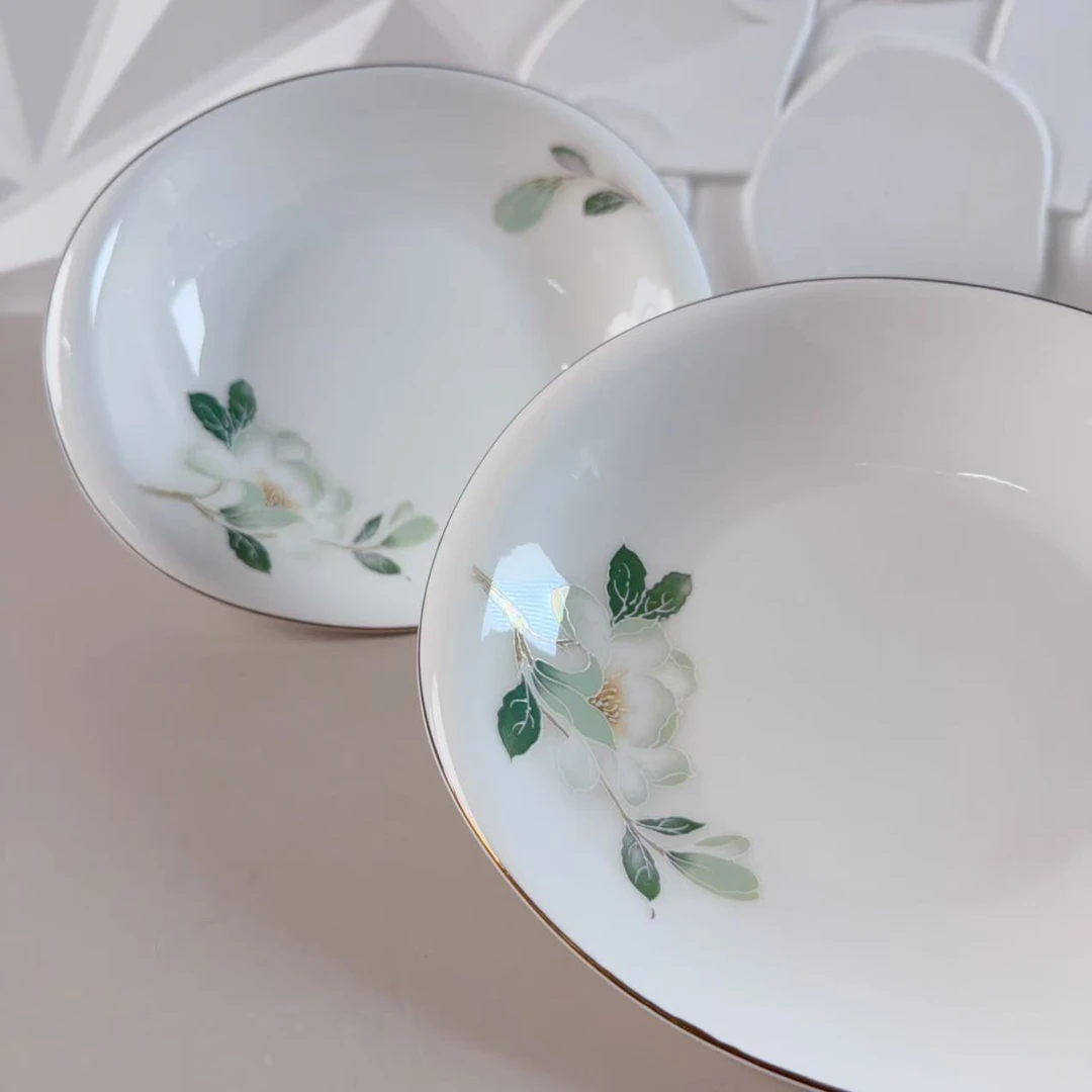 1123沁园春高端系列珐琅彩8.25英寸椭圆盘两只装长21高3.5