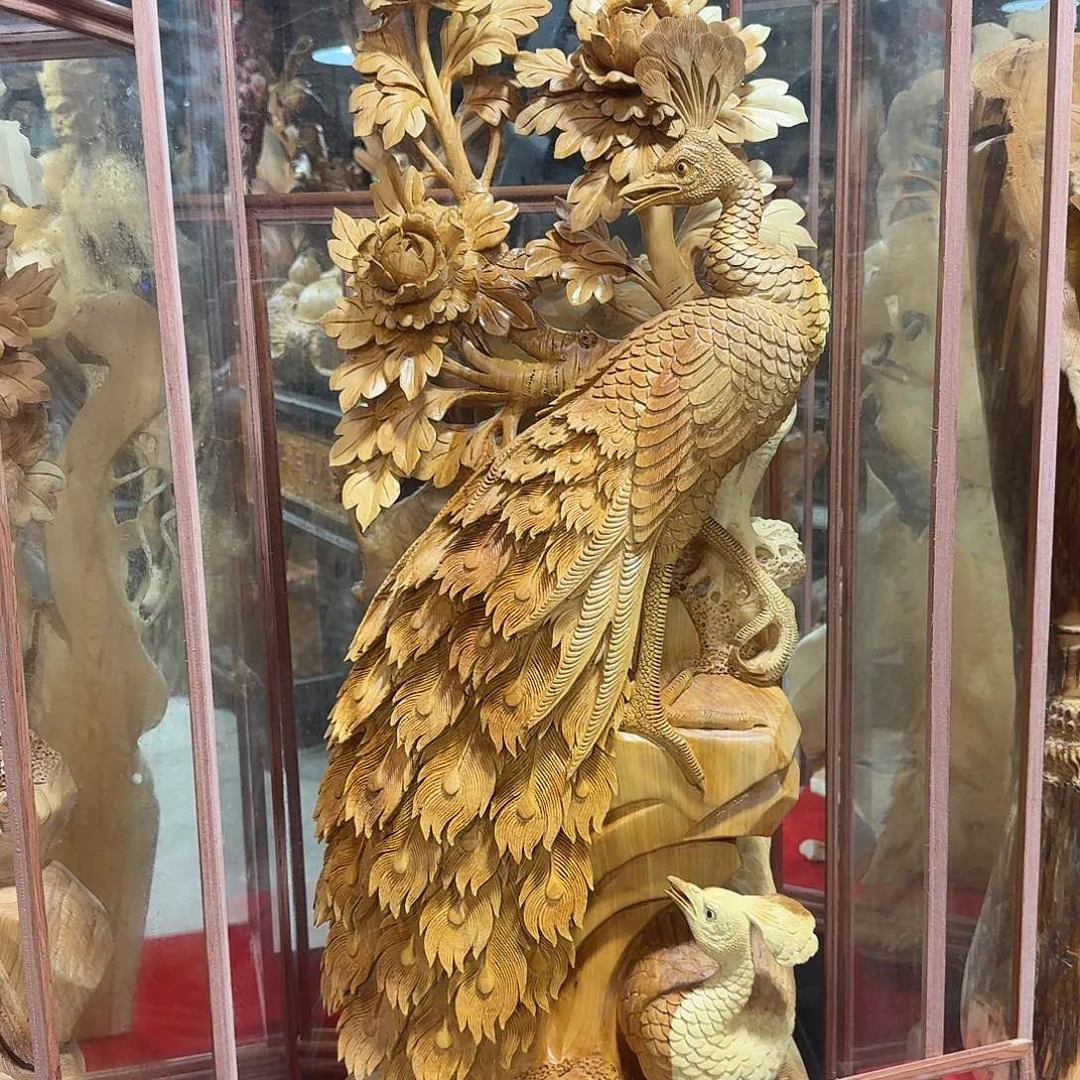 柏木（崖柏）太行崖柏孔雀摆件精工